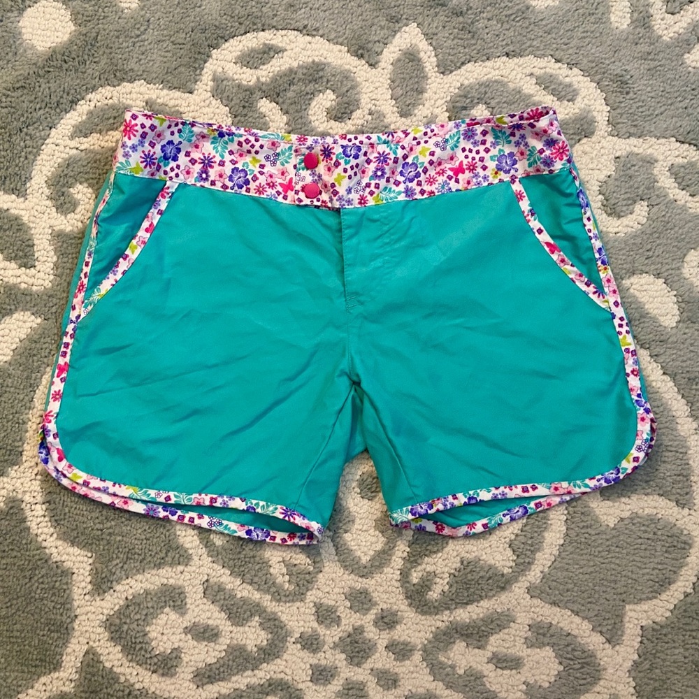 JOE BOXER  teal aqua pink floral board shorts